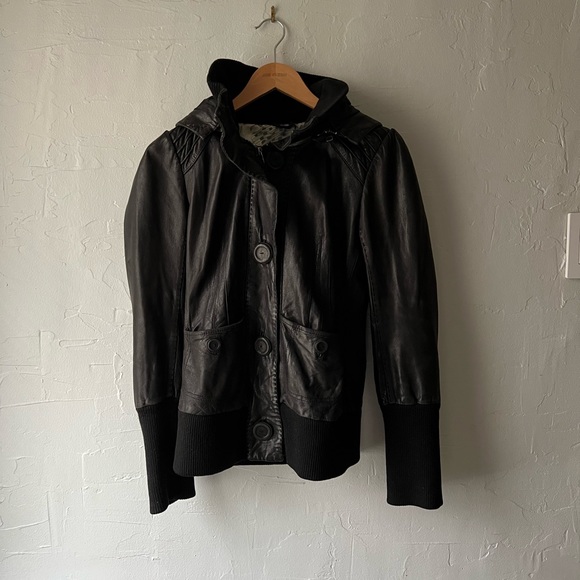 Vintage Mackage hooded leather jacket women’s small - Picture 2 of 8
